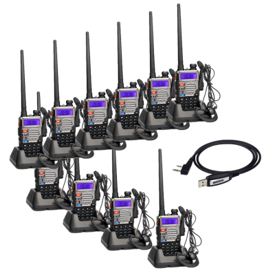 10Pack Retevis RT5RV DTMF VOX Dual Band Walkie Talkie 5W 128CH VHF/UHF136-174/400-520MHz Two way radio+Earpiece+Program Cable